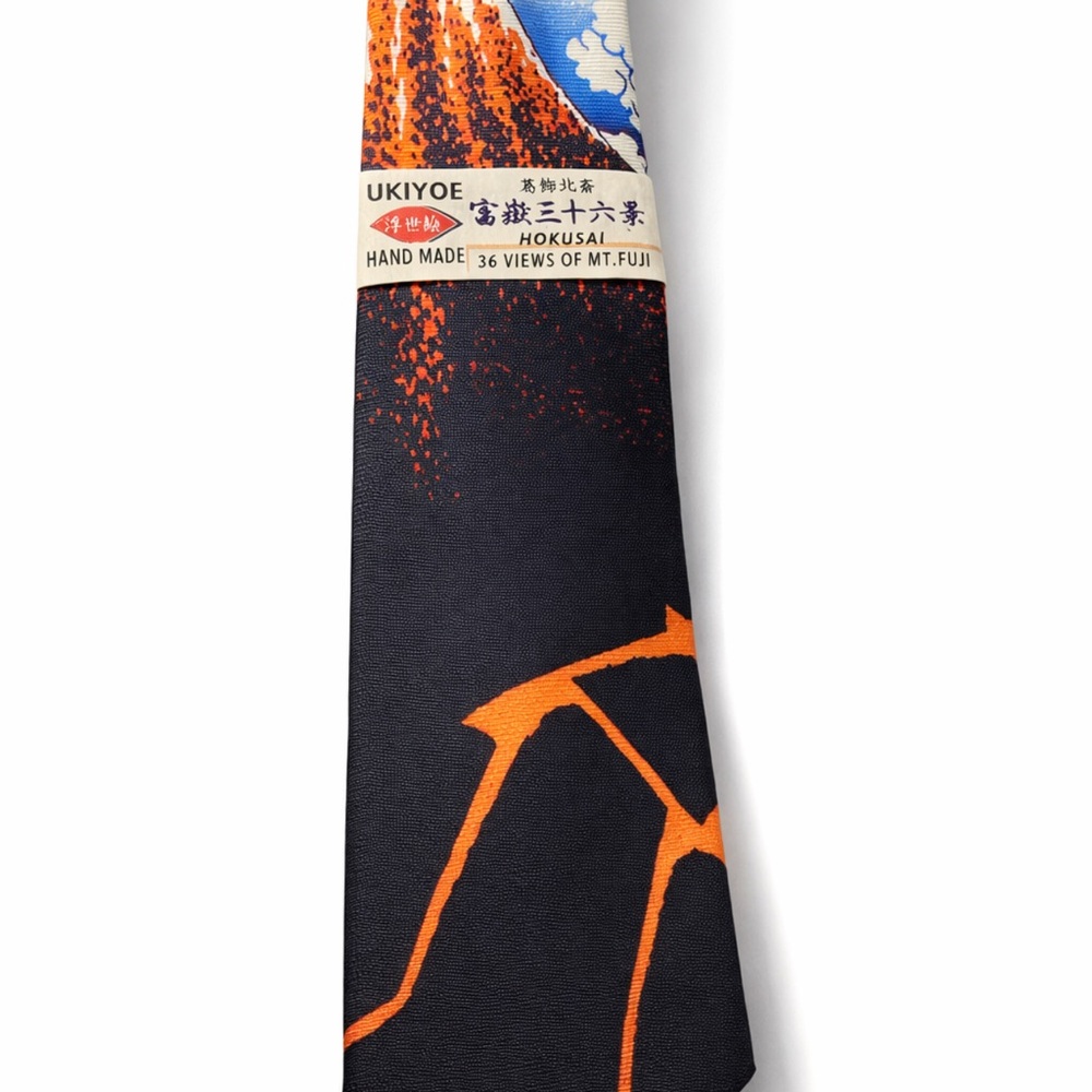 Hokusai Mt Fuji Silk Tie UKIYOE Handmade Art Japan